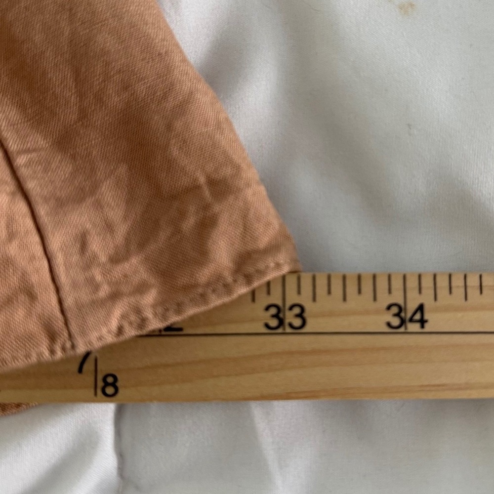 Zara Terracotta Tan Linen Blend Crochet Trim Midi Dress Long Sleeve Womens M - Picture 9 of 11